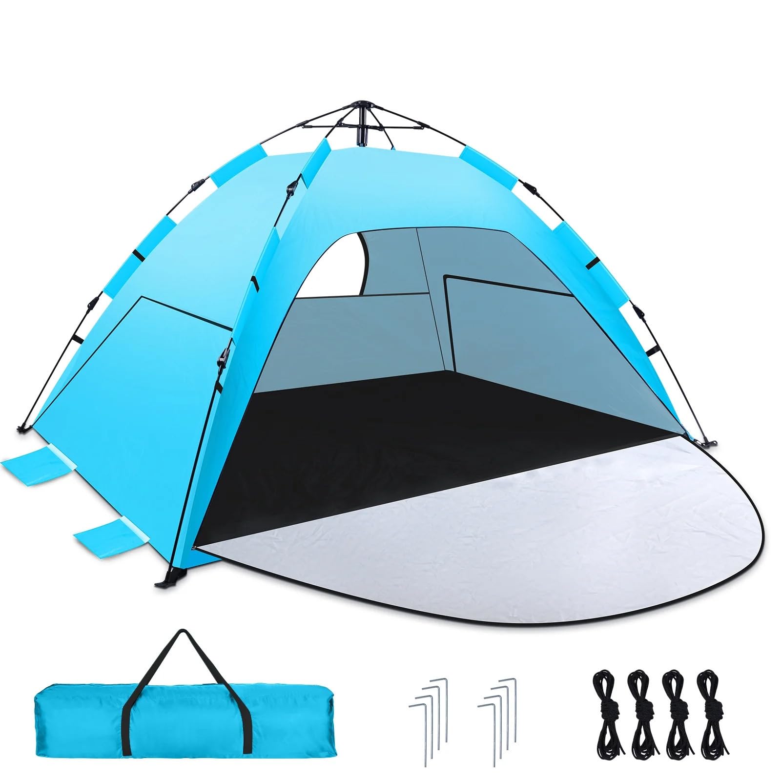 Strandmuschel, Automatisches Instant Pop Up Strandzelt, Leicht, UV-Schutz UPF 50+ Windschutz Strandzelt für Strand, Familie, Garten, Camping, Picknicks