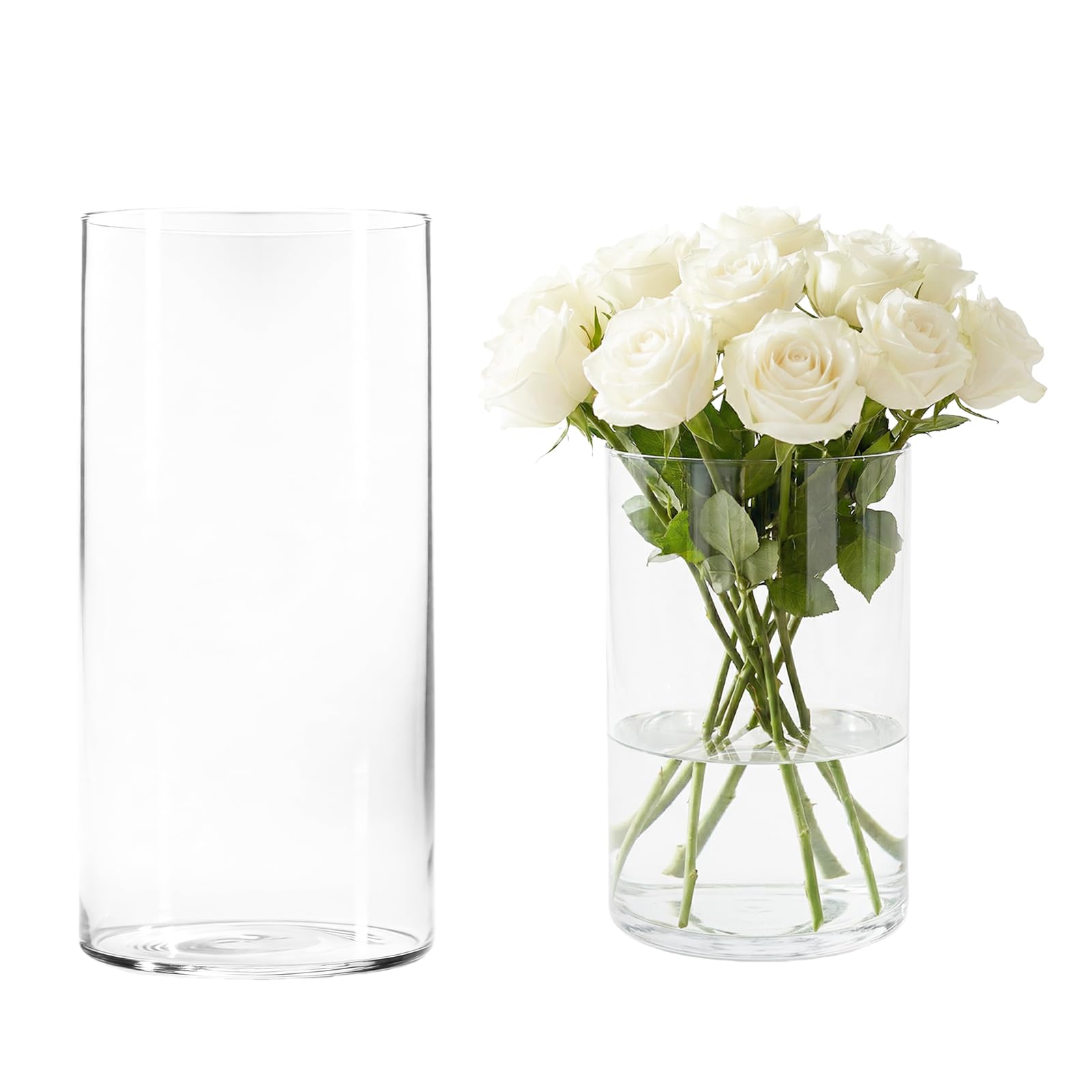 Vase cylindrique en verre transparent 20cm pour centre de table de mariage