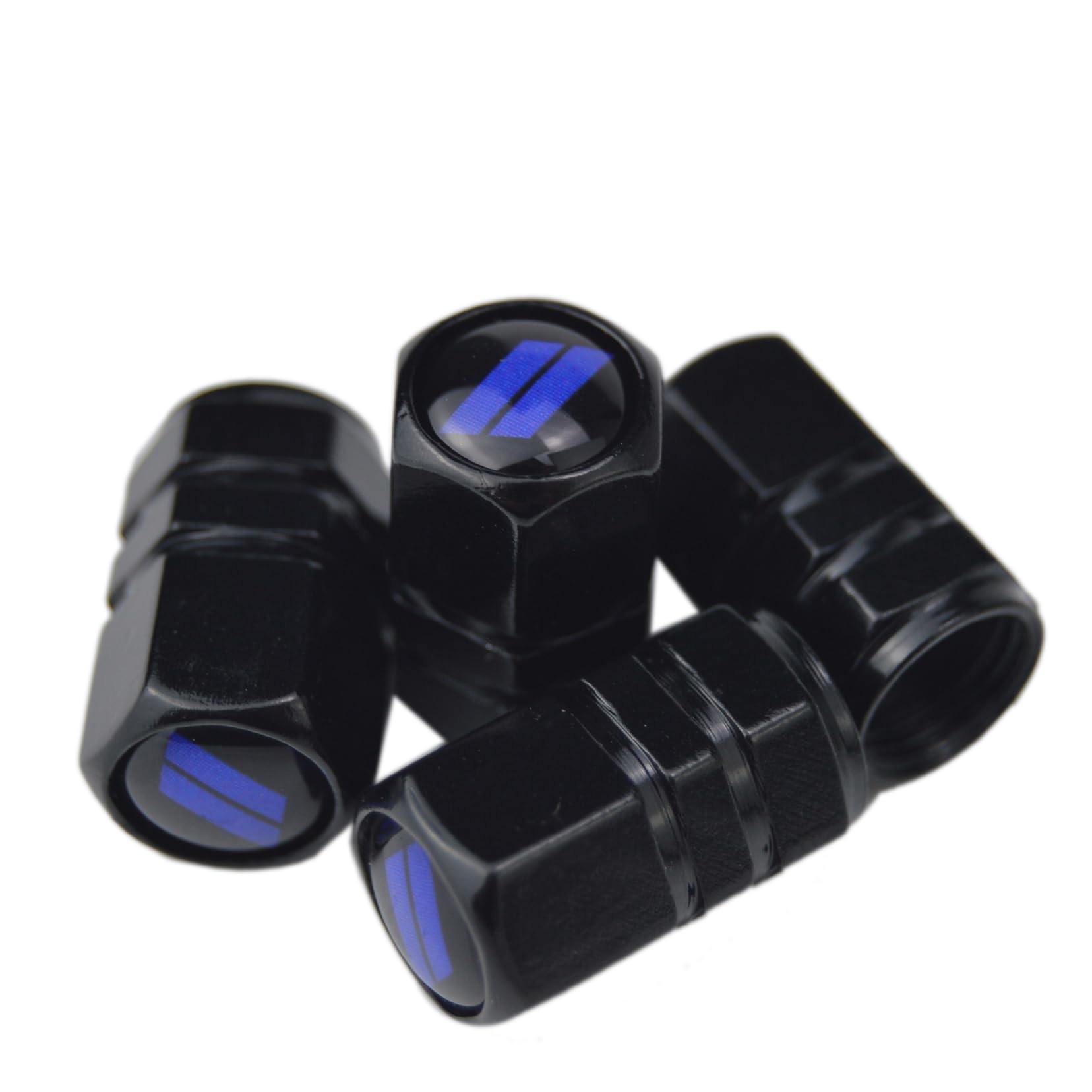 (Set of 4) // Slash Metal Auto Tire Valve Stem Cap Cover Trim with Resin Emblem for Dodge Charger Challenger SRT Hornet R/T Dart Durango Journey Magnum Nitro Caliber Avenger