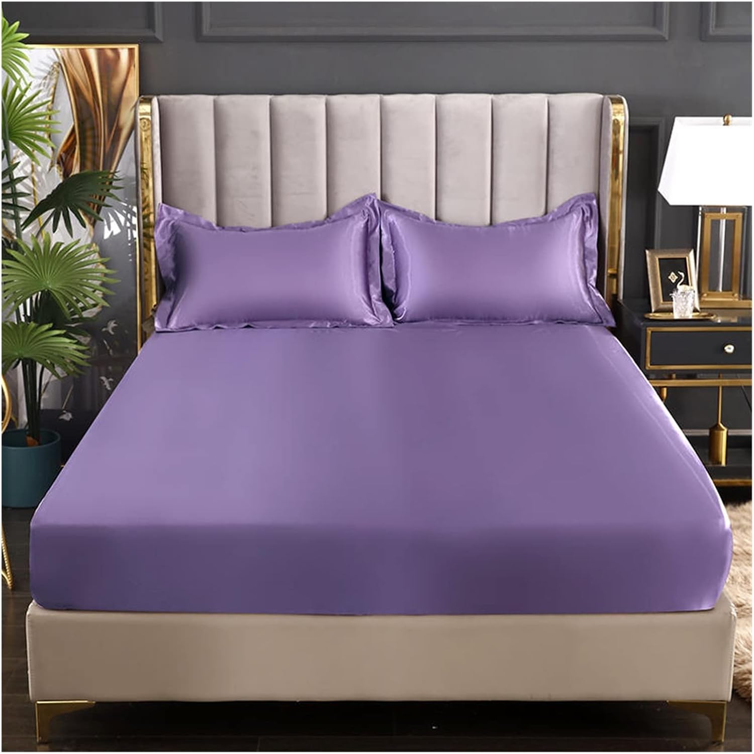 Silk Fitted Sheet Mattress Cover 180 x 200 King Size Bed Sheet for Home