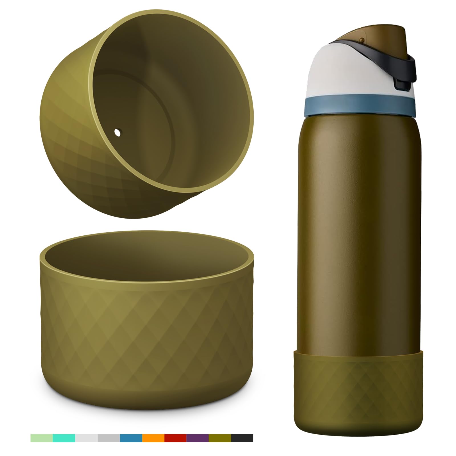 YOUCOX Silicone Boot for Owala Water Bottle, 2PCS Anti-Slip Protective Sleeve for FreeSip/Twist/Flip Water Bottles, BPA Free, Dishwasher Safe, Bottom