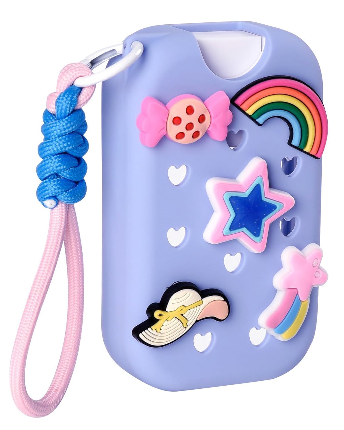 Silicone Mist Case Compatible with Touchland Crocs Hand Sanitizer Spray Bottle (Fit for 1.58 FL OZ/45 mL), with 5 Charms and Keyring Accessory(not for for 1 FL OZ/30 mL Ver) (Blue)