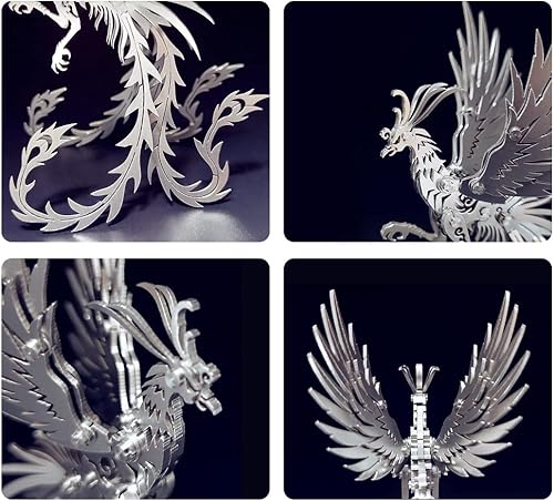 Miniatura 6 de Kit de modelo de rompecabezas de metal 3D, rompecabezas mecánico de metal Phoenix DIY ensamblar manualmente modelos de animales, regalos de