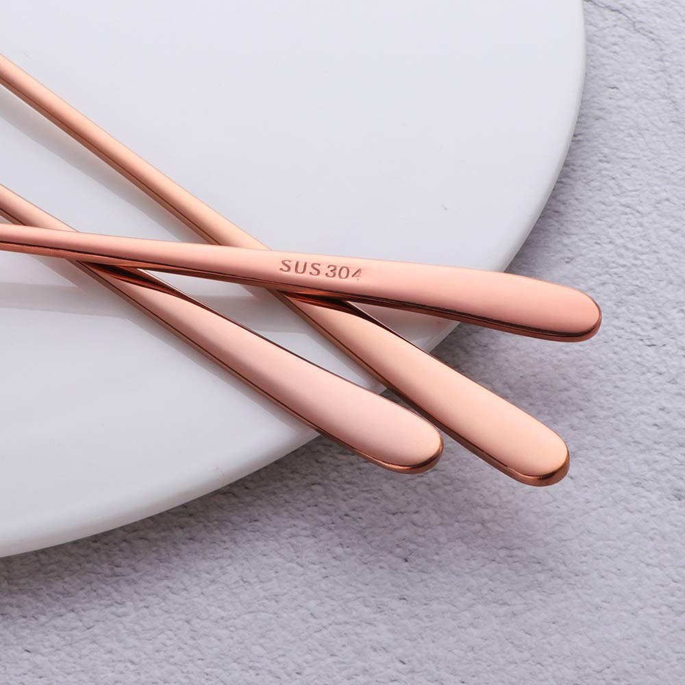 Bisda Set di posate da bistecca seghettate in oro rosa, set di coltelli e forchette per 2 persone acciaio inox 18/10, 2 coltelli da bistecca et 2 forchette da tavola