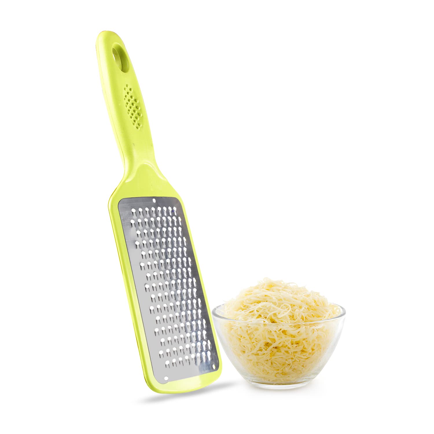 Home Puff HomeBasics Stainless Steel Cheese Grater & Lemon Zester for Kitchen- Cheese, Lemon, Ginger, Garlic, Chocolate, Vegetables & Fruits Shredder with Protective Cover, Dishwasher Safe, Flat