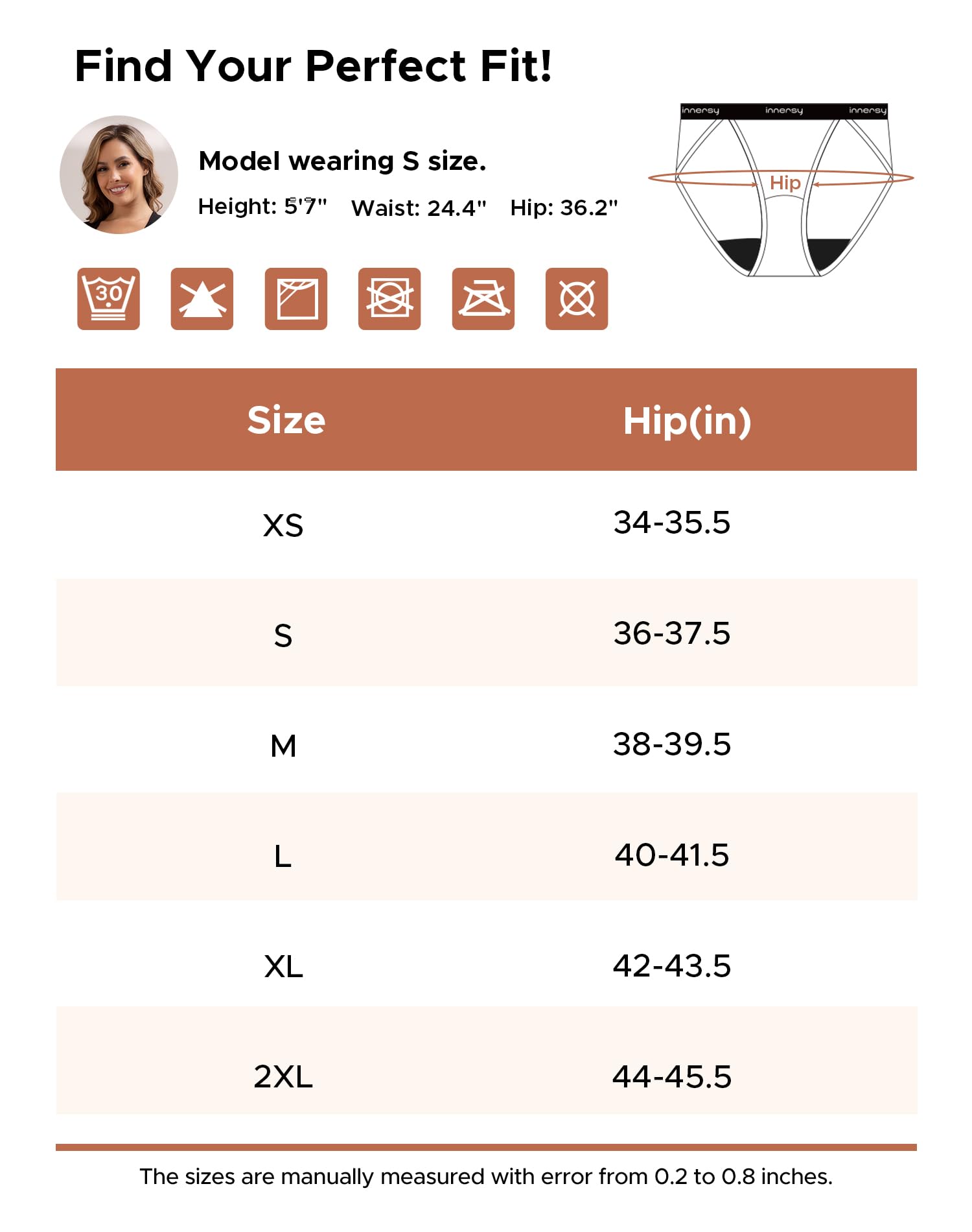 INNERSY Women's Bikini Period Underwear Cotton Menstrual Leakproof Panties 3-Pack: Pure Black Small