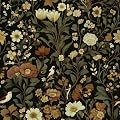Jeweluck Dark Floral Peel and Stick Wallpaper Bird Floral Contact Paper 16.9" x 118.1" Vintage Bird Wallpaper Peel and Stick Boho Flower Leaf Contact Paper Self Adhesive Removable Wall Decor Vinyl