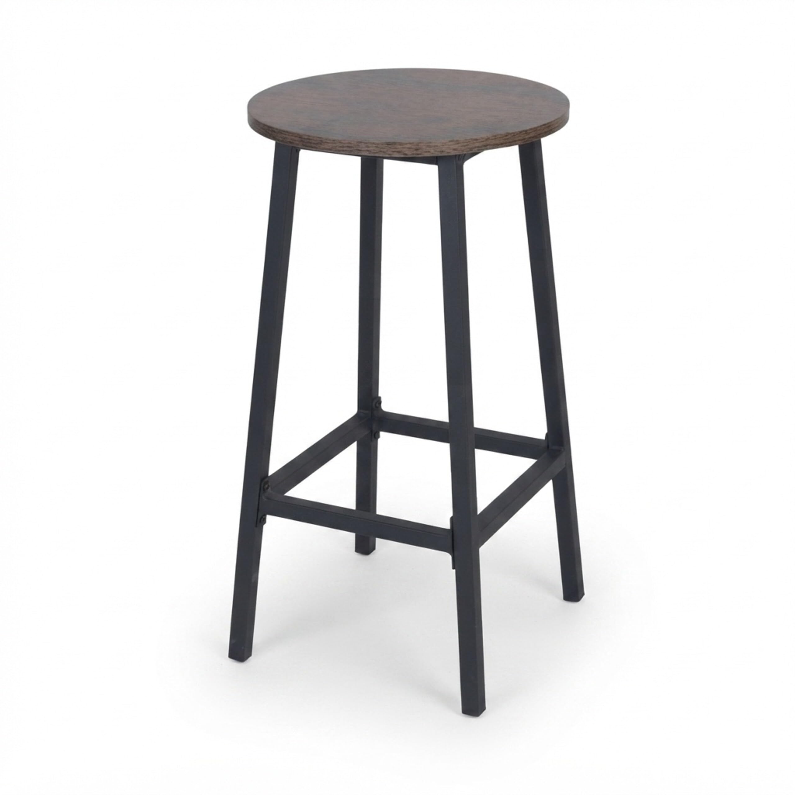 Relaxdays Tabourets de Bar, Lot de 2, H x P : 65 x 32 cm, Repose-Pieds, Aspect Bois & métal, Style Industriel, Brun/Noir