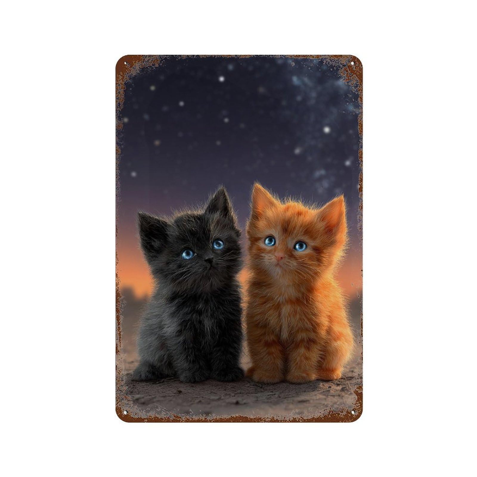 Adorable Kitten Duo Decorative Tin Sign 11.8"x7.9", Classic Wall Plaque for Garage, Pub Or Kitchen