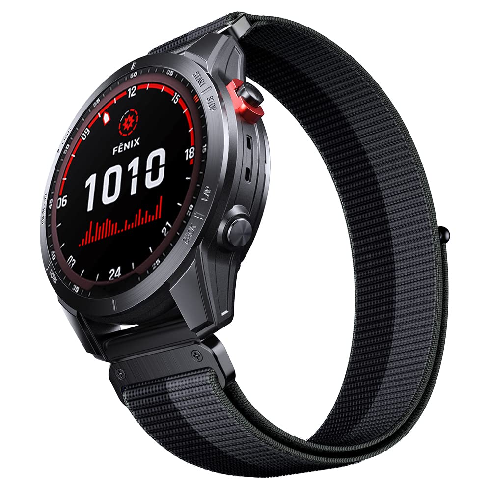 ANBEST 22mm Nylon Armband für Garmin Fenix 7/Fenix 6 Pro/Fenix 5 Armband, Schleife Klettband für Fenix 7 Pro/Fenix 6/Epix 2/Forerunner 945/955/965/935 Ultraleichtes Ersatzarmband