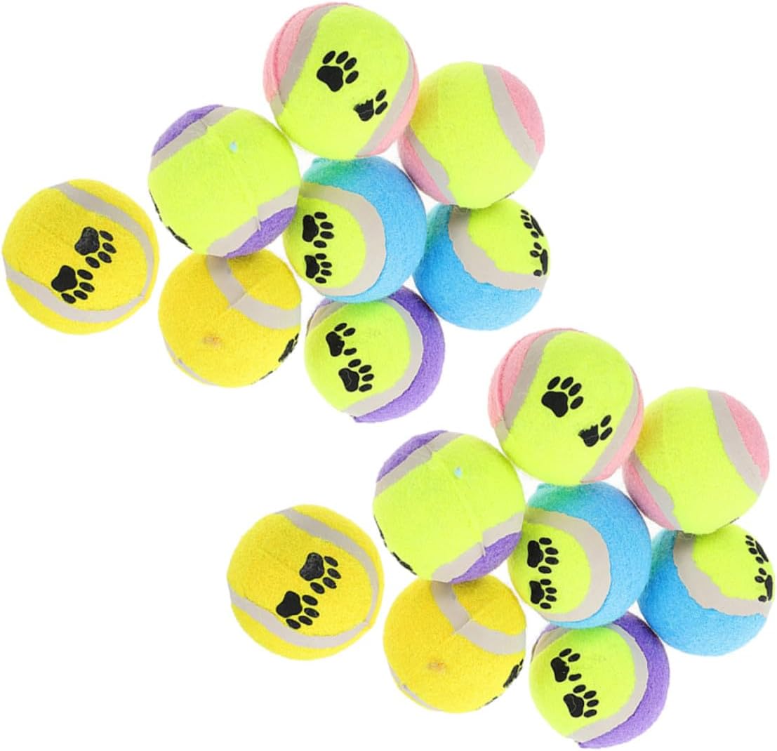 ABOOFAN 16pcs Dog Tennis Balls Plush Soft Small Balls for Dogs 7cm Diameter Sturdy Throwing for Outdoor Play and Training Puppies Random Color