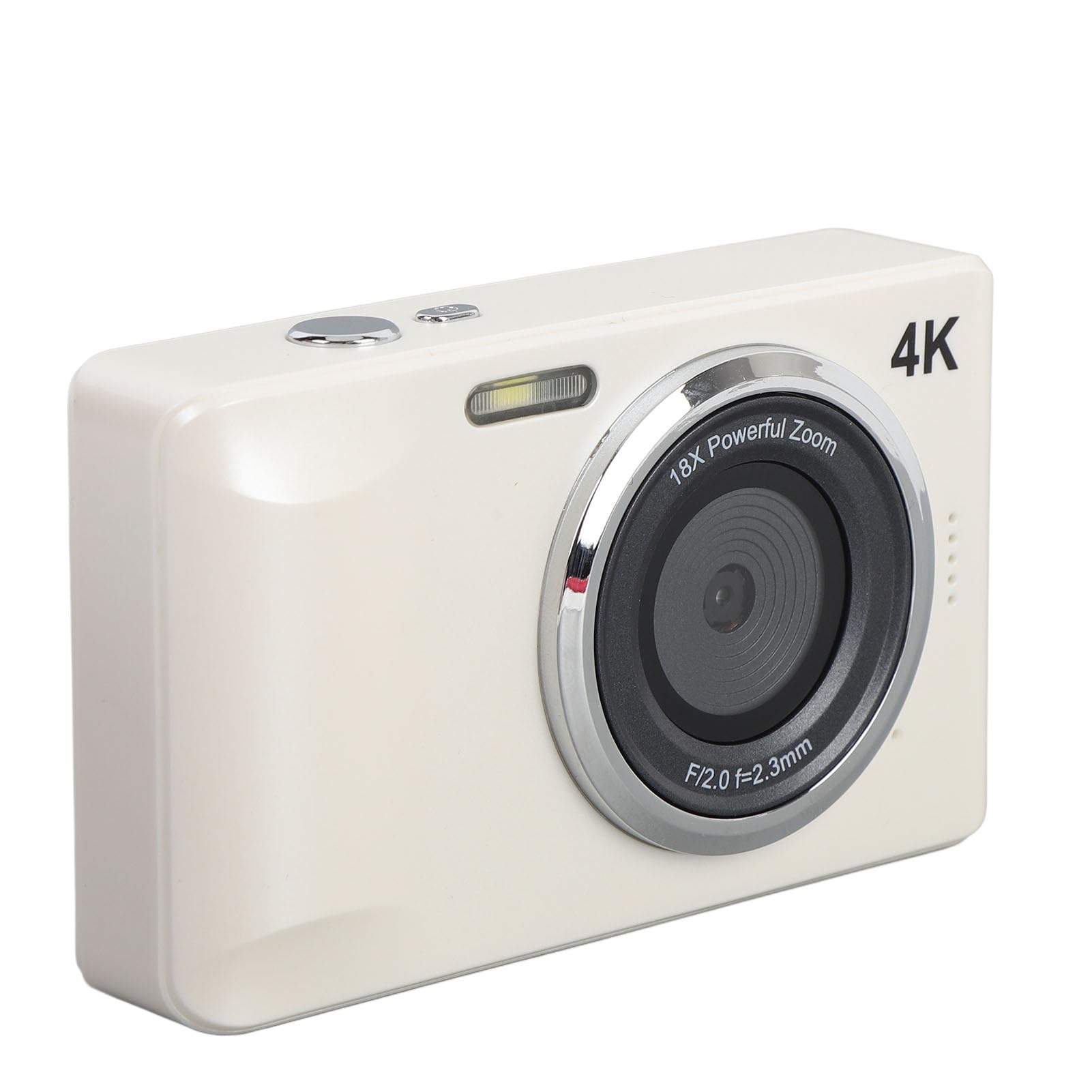 Camera Digitale Compatta da 6k 64MP con Autofocus, Zoom 18x e Schermo da 2,8 Pollici-Point e Fotocamera per la Fotografia di Viaggio (WHITE)