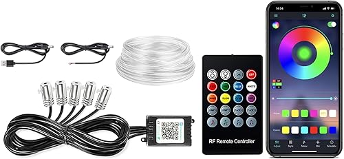 Miniatura 1 de SAMGCHI - Luces interiores para automóvil tira de luces LED USB para automóvil kit de iluminación ambiental para automóvil con fibra óptica de 236