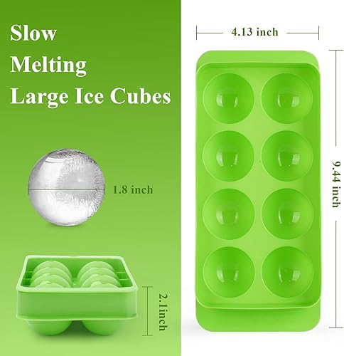 Miniatura 2 de Molde redondo para cubitos de hielo, 1.8 pulgadas x 8, molde para cubitos de hielo para whisky, bandeja circular para cubitos de hielo con tapa,