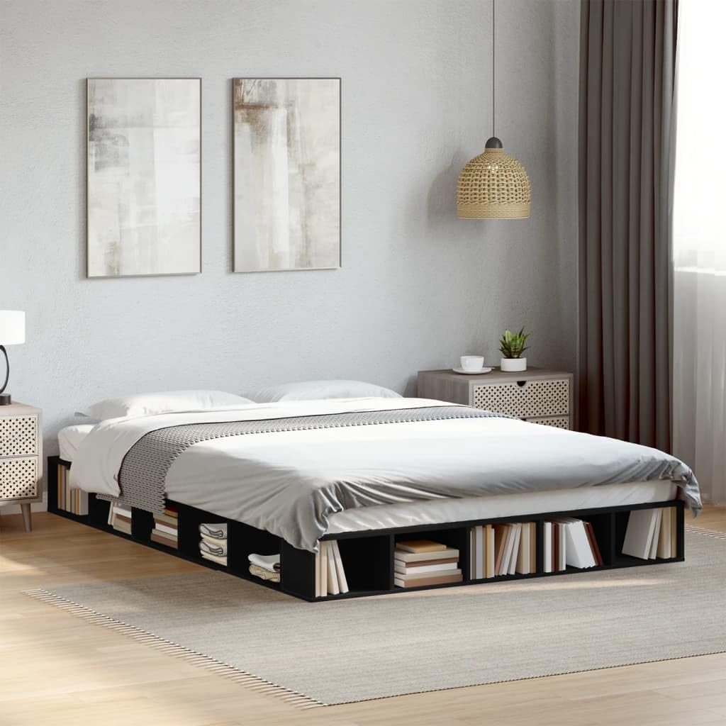 Legno multistrato con contenitore design moderno nero 160x200 cm