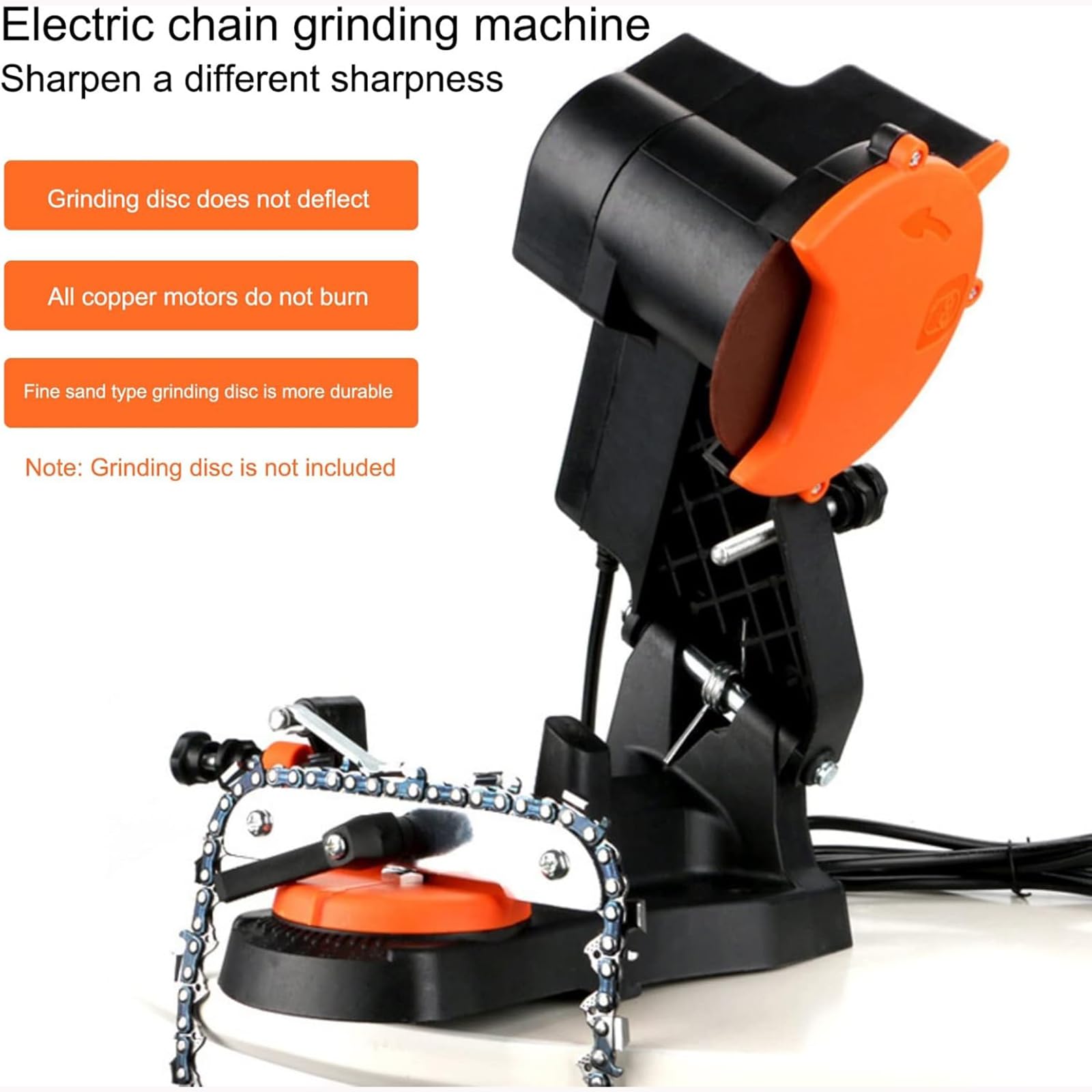 Affilatrice Elettrica per Catene, Affilacatena da 4800 Giri/min, Cavo di Alimentazione da 1,9 M, Affilatura Senza Flessione (Motore Interamente in Rame),A