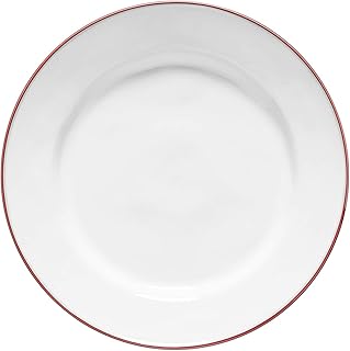 Costa Nova, Beja colección, Vajilla elegante, gres, Plato llano , blanco y rojo, 28 cm, 6 piezas