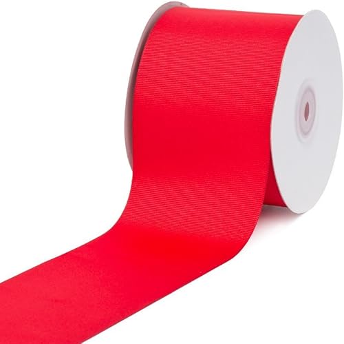 Creative Ideas, Cinta de grogrén sólida de 3 pulgadas, 25 yardas, roja, 25 yardas