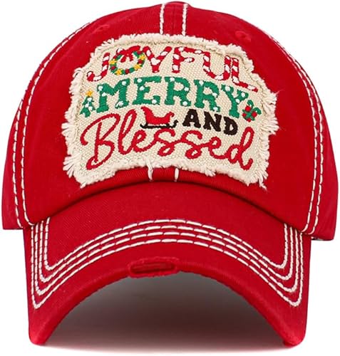 ScarvesMe Gorra de béisbol con puntada desgastada para mujer, diseño vintage de Oh Deer Christmas