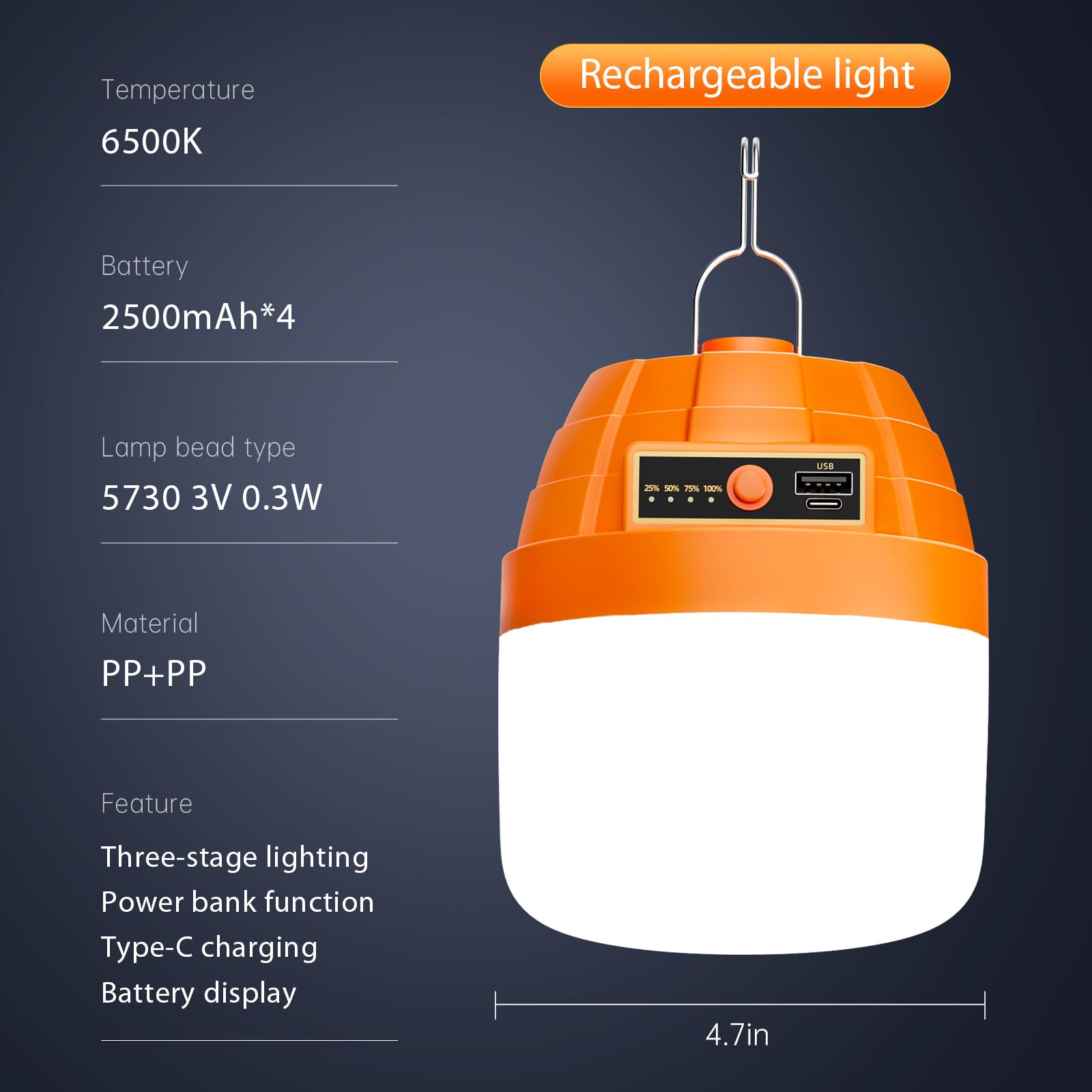 Lanterne de camping LED portable rechargeable, 3000 lm, 10 000 mAh, lumières de tente LED pour camping, lampe de camping étanche essentielle pour randonnée, camping, panne de courant ouragan