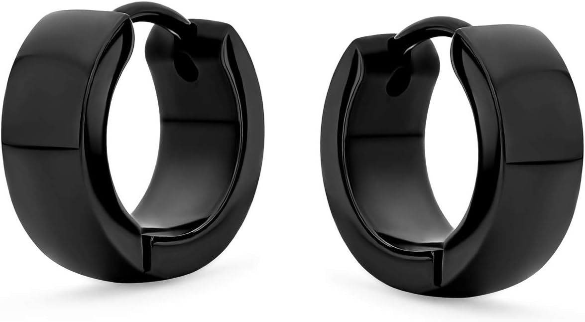 Black Silver Rose Gold Tone Plated Simple Plain Triangle Kpop Huggie Hoop Earrings For Men For Women For Teen Stainless Steel - Image 2