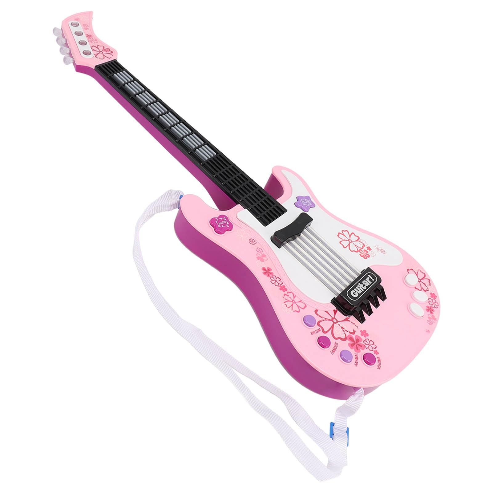 Giocattolo per Chitarra Elettronica per Bambini con modalità Multiple e Luci Ritmiche per L'apprendimento della Musica dei Bambini Strumento in Plastica da 56,6 Cm (Rosa)