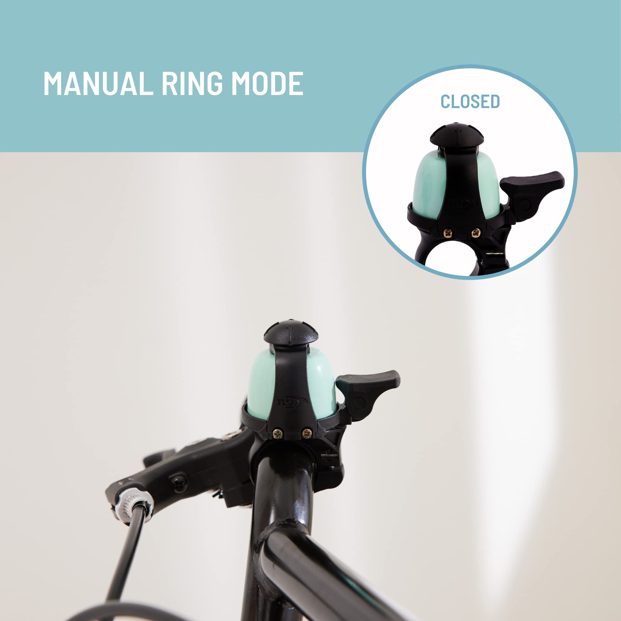 N+1 Macaron Bike Bell- Classic Brass Bicycle Bell with Cowbell Mode for Road Bikes, Mountain Bikes, Kids Bikes (Spring Green)