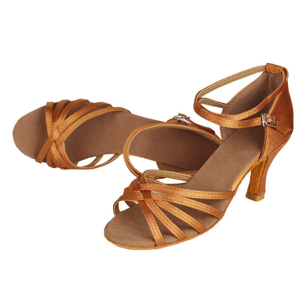 HROYL Zapatos de Baile/Zapatos Latinos de Satén Mujeres ES213 — view 9
