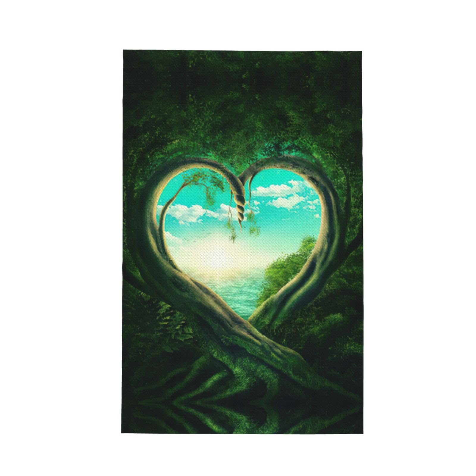 XXahnbm Heart Tree Print Waffle Kitchen Towel,Absorbent Hand Towel