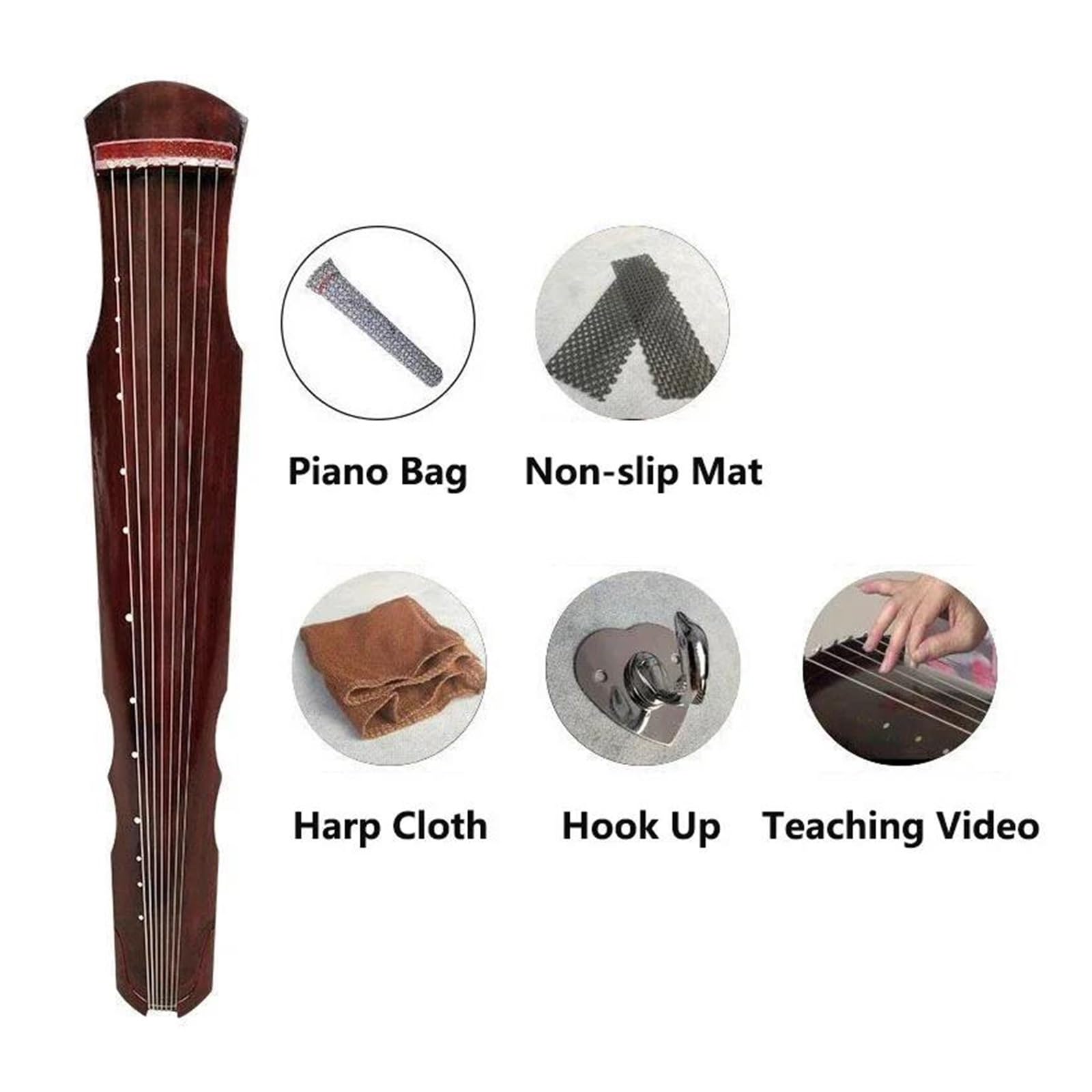 Profesjonalny Instrument Strunowy Guqin 7strunowy Ręcznie Robiony Guqin 123cm Bk I Brązowy Z Akcesoriami Tradycyjny Instrument Muzyczny