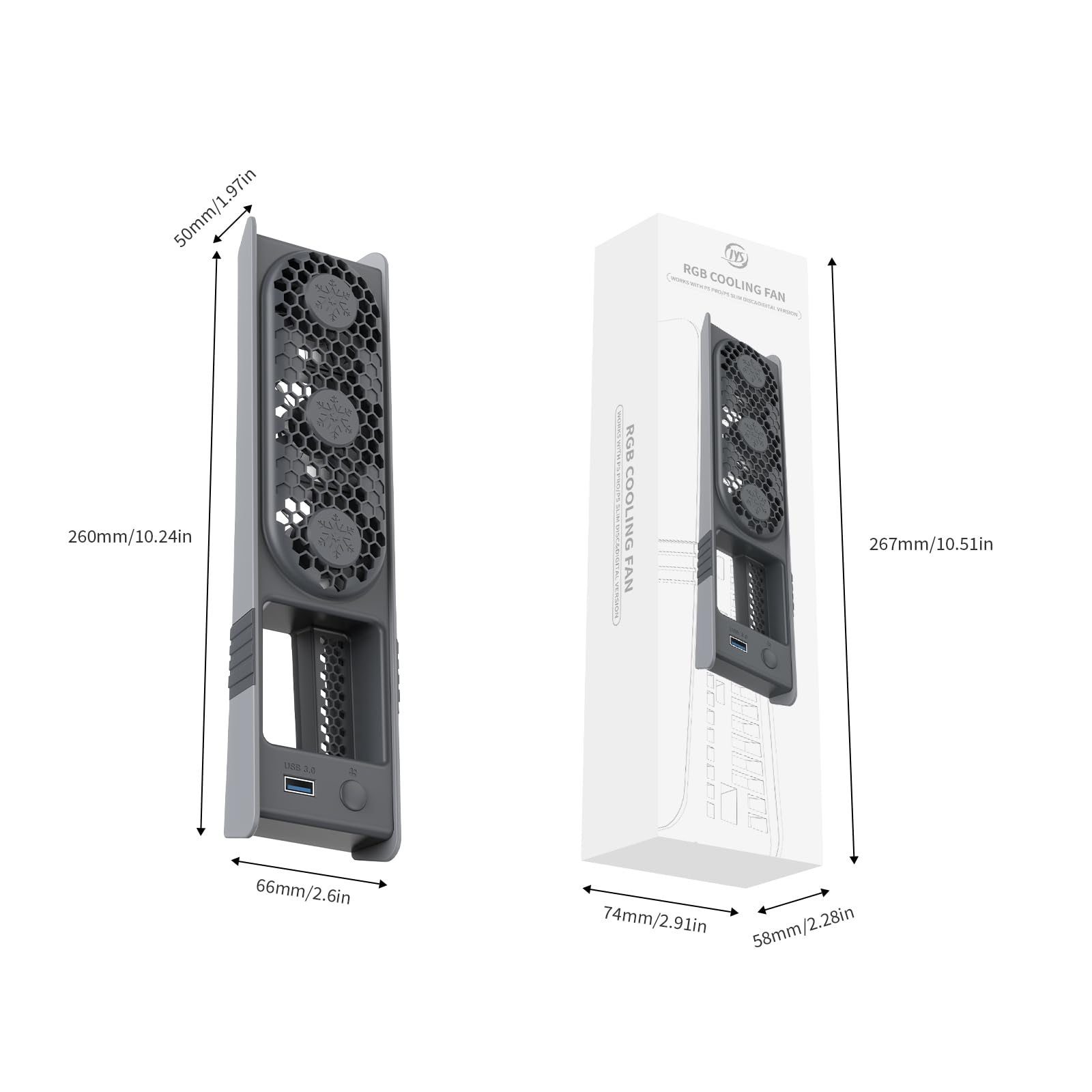 Ventilateur de refroidissement pour PS5 Pro/PS5 Slim,Console Ventilateur de refroidissement externe,Ventilateur silencieux avec éclairage RGB pour PS5 Pro/PS5 Slim Disc&Digital Edition (gris)