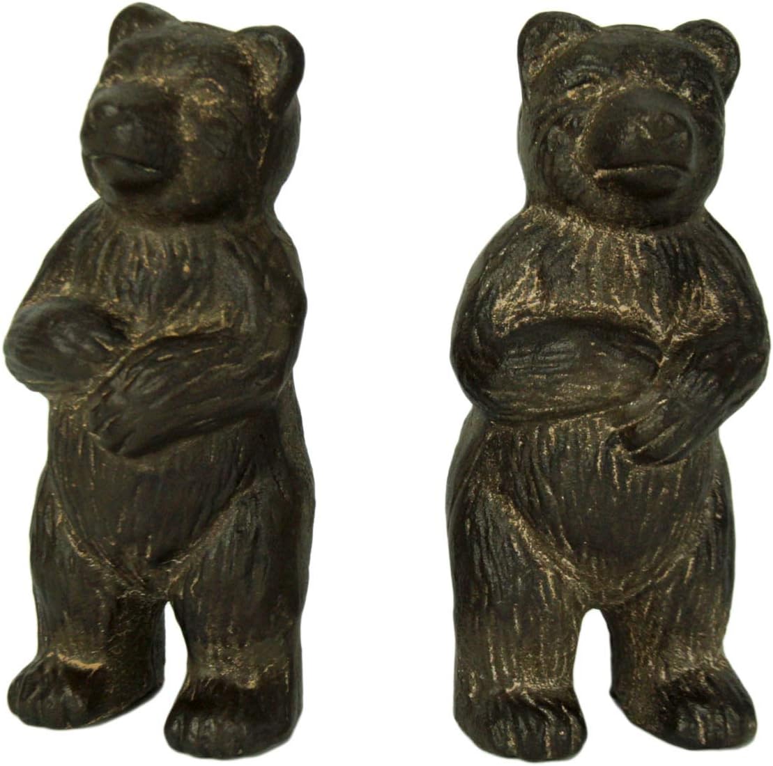 Rustic Brown Cast Iron Standing Bear Bookends