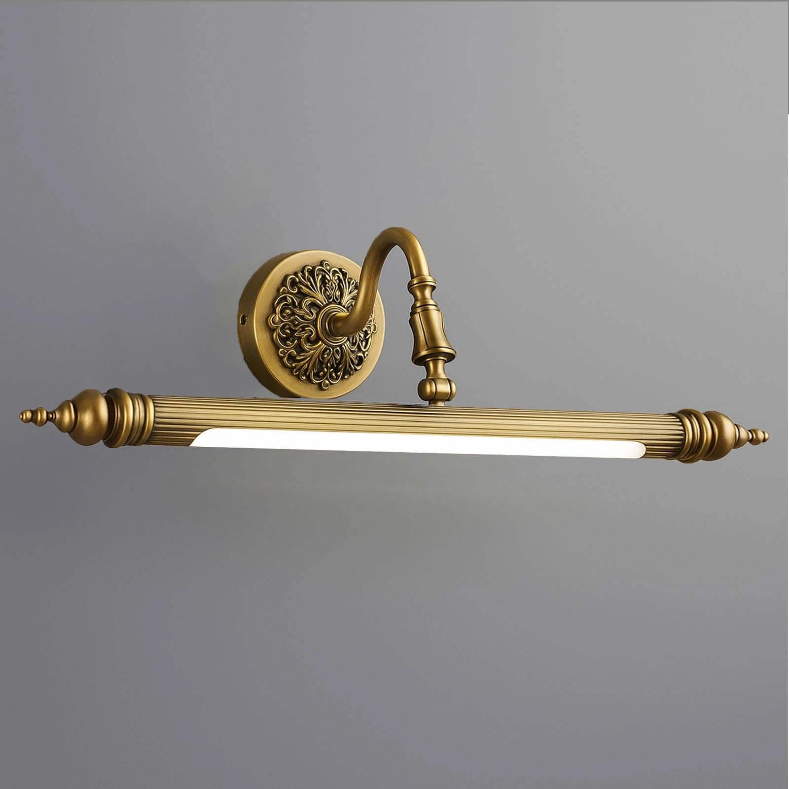 Brass Bath Mirror Lamps, Adjustable LED Picture Lights Over Mirror Wall Light with 3 Color Temperatures, Bathroom Lighting Fixtures Vintage Style
