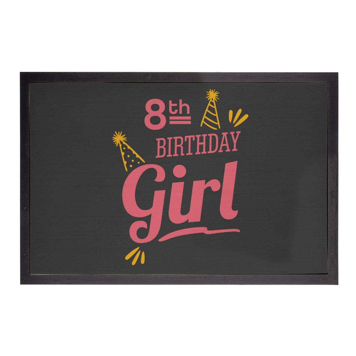 Paillasson noir 8th Birthday Girl tapis chambre enfant pour fête
