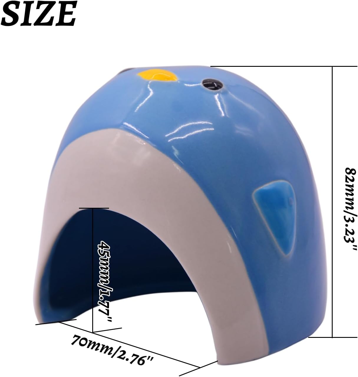 AnRui Ceramic Aquarium Decorations Cute Penguin Fish Tank Hideout Cave Aquarium Accessories Decor Ornaments for Cichlid, Small Fish, Shrimp to Play Hide Breed Habitat, Blue