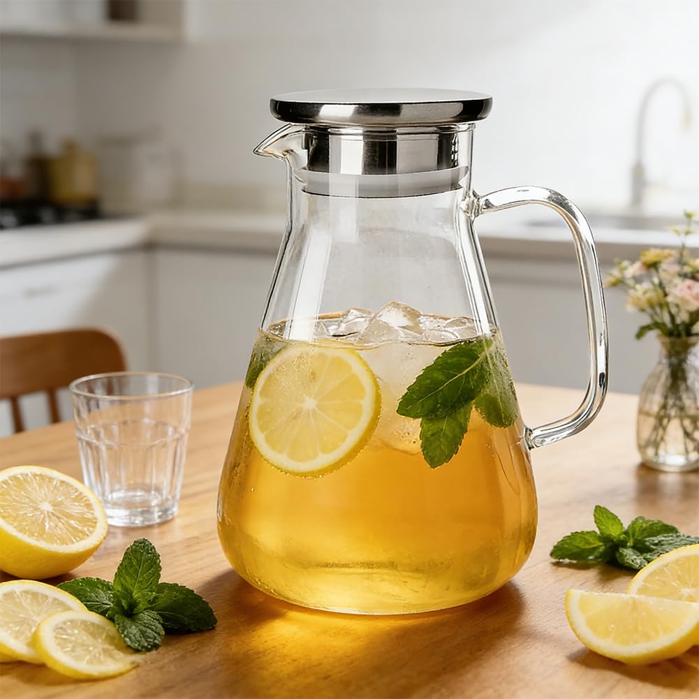 Teiera in vetro, teiera per tè sfuso, teiera in vetro, 1700 ml, con colino in acciaio inox, teiera a prova di piano cottura, per tè sfuso, caraffa in vetro per tutti gli amanti del tè