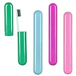 Hooqict 4 Pack Travel Toothbrush Case Portable Travel Toothbrush Holder Plastic Toothbrush Container Protector Cover for Traveling, Camping, Home, School, Business