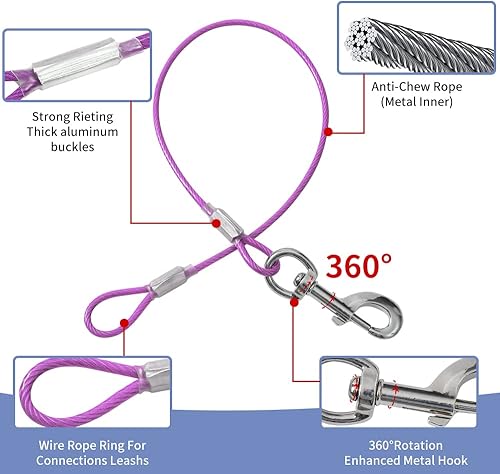 Miniatura 3 de Extensión de correa para perro a prueba de mordidas, soporte añadido a cualquier correa, collar y arnés, extensor de plomo para perros grandes y