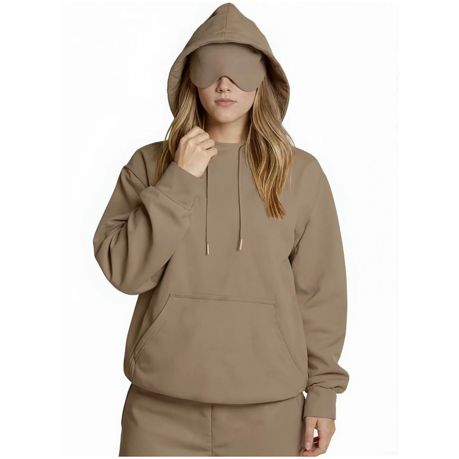 Bluza z kapturem damska kieszonkowa maska na oczy bluza z kapturem tryb podróżny sweter jesień zima