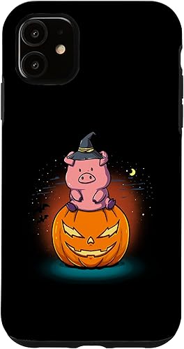 Miniatura 10 de iPhone 12 mini cerdo calabaza truco o trato Halloween disfraz caso