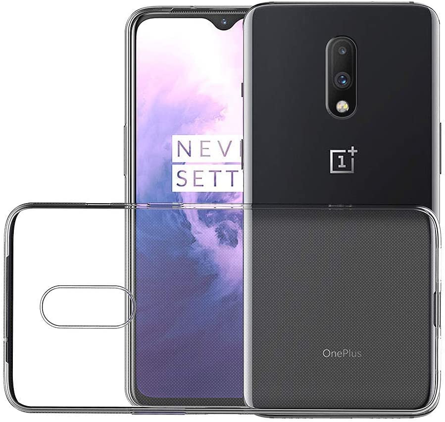 Image of NISHTECH for OnePlus 6T / OnePlus 7 Premium Transparent Hybrid Soft Slim Dust Proof Back Case Cover Silicone with Camera Protection