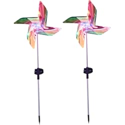 Ponheels para Patio y jardín, 2 Piezas de 28.3 Pulgadas de hilanderos solares de Viento Solar, piñones LED Desmontables con estaca, Molinos de Viento para Patio de jardín Patio