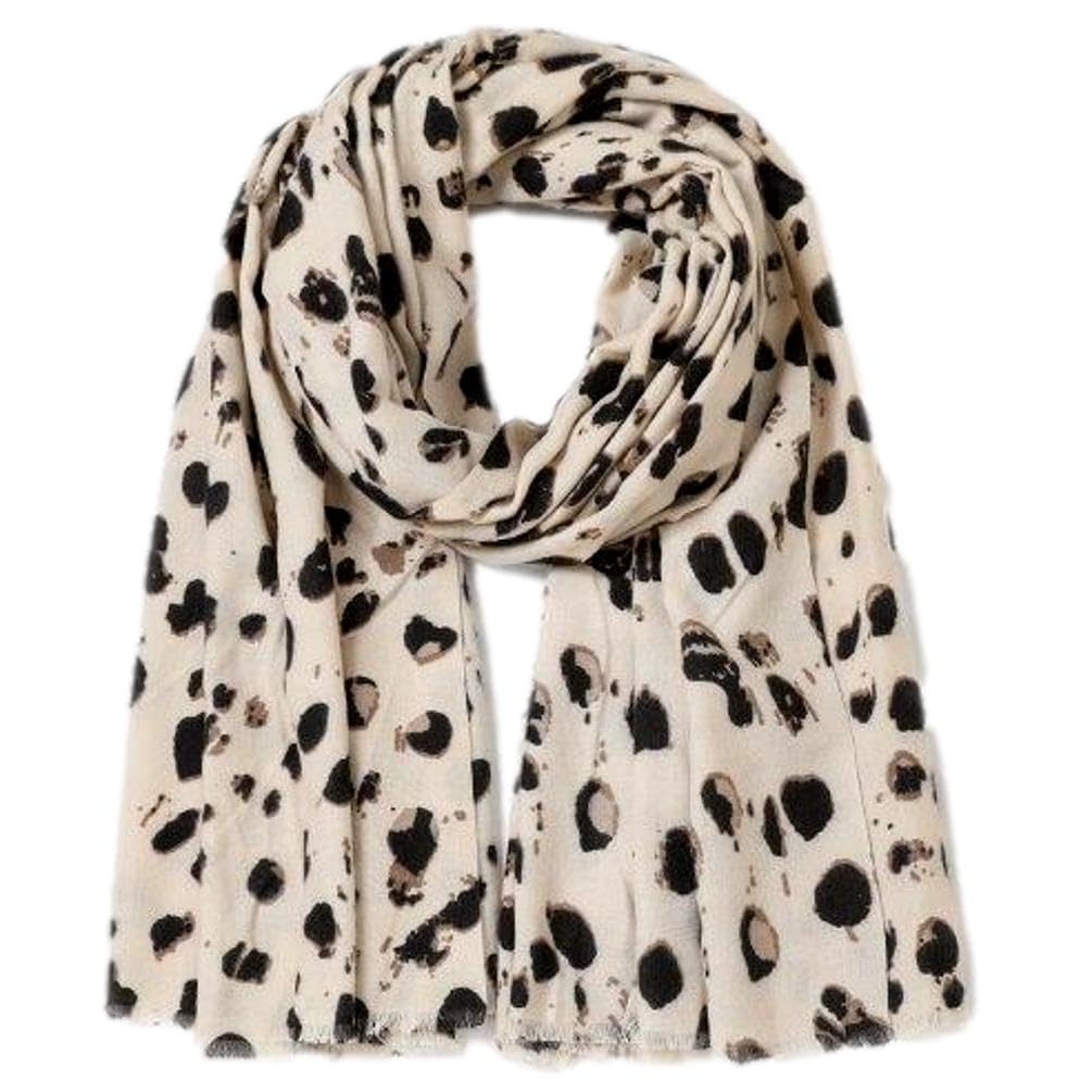 Purple Possum® Beige Scarf Leopard Print Style Pattern Lightweight Wool Blend Wrap Womens Shawl