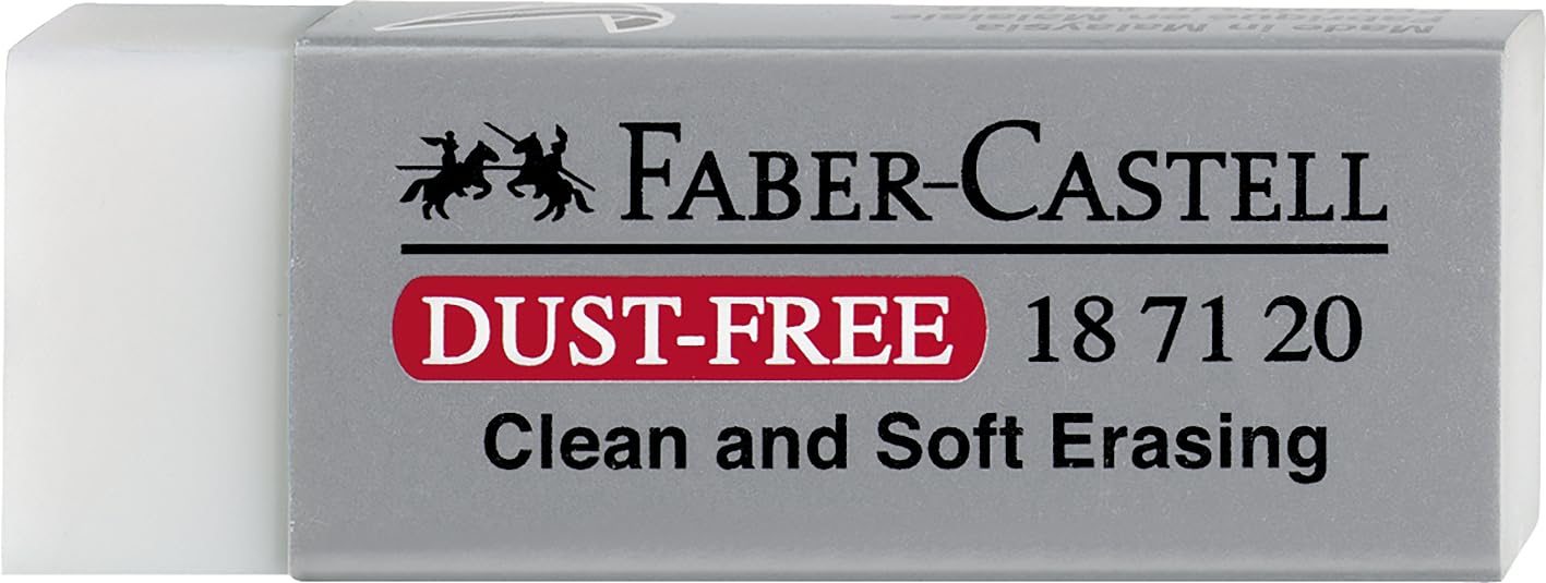 FABER-CASTELL - Gommes Dust-Free, 20 pièces pour l'école et le bureau | Effacement propre et sans traces des traces de crayon à papier et de crayons de couleur