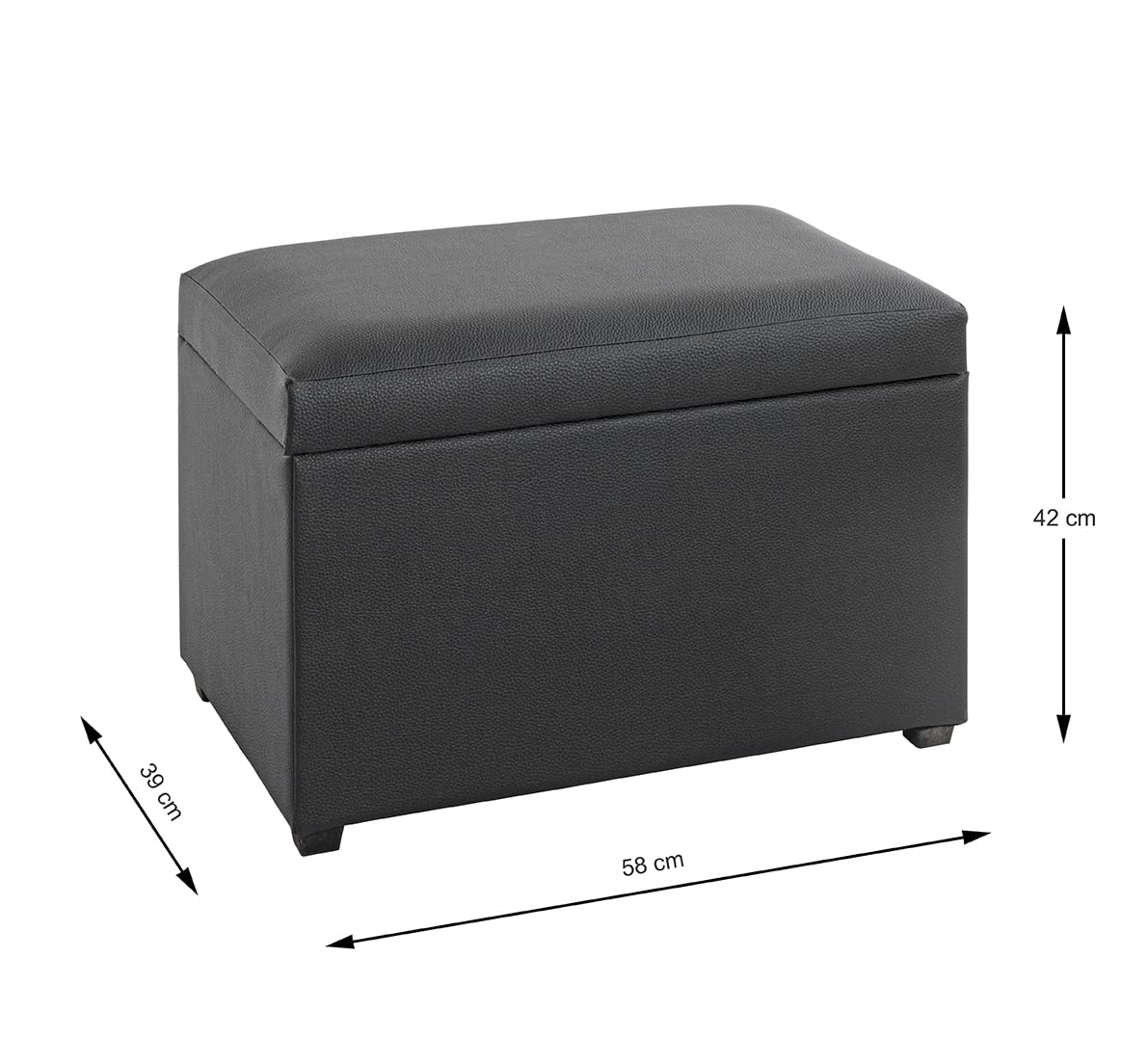 HAKU Sitztruhe schwarz, Kunstleder, MDF - Maße: B 58 cm x H 42 cm x T 39 cm, Style: Modern