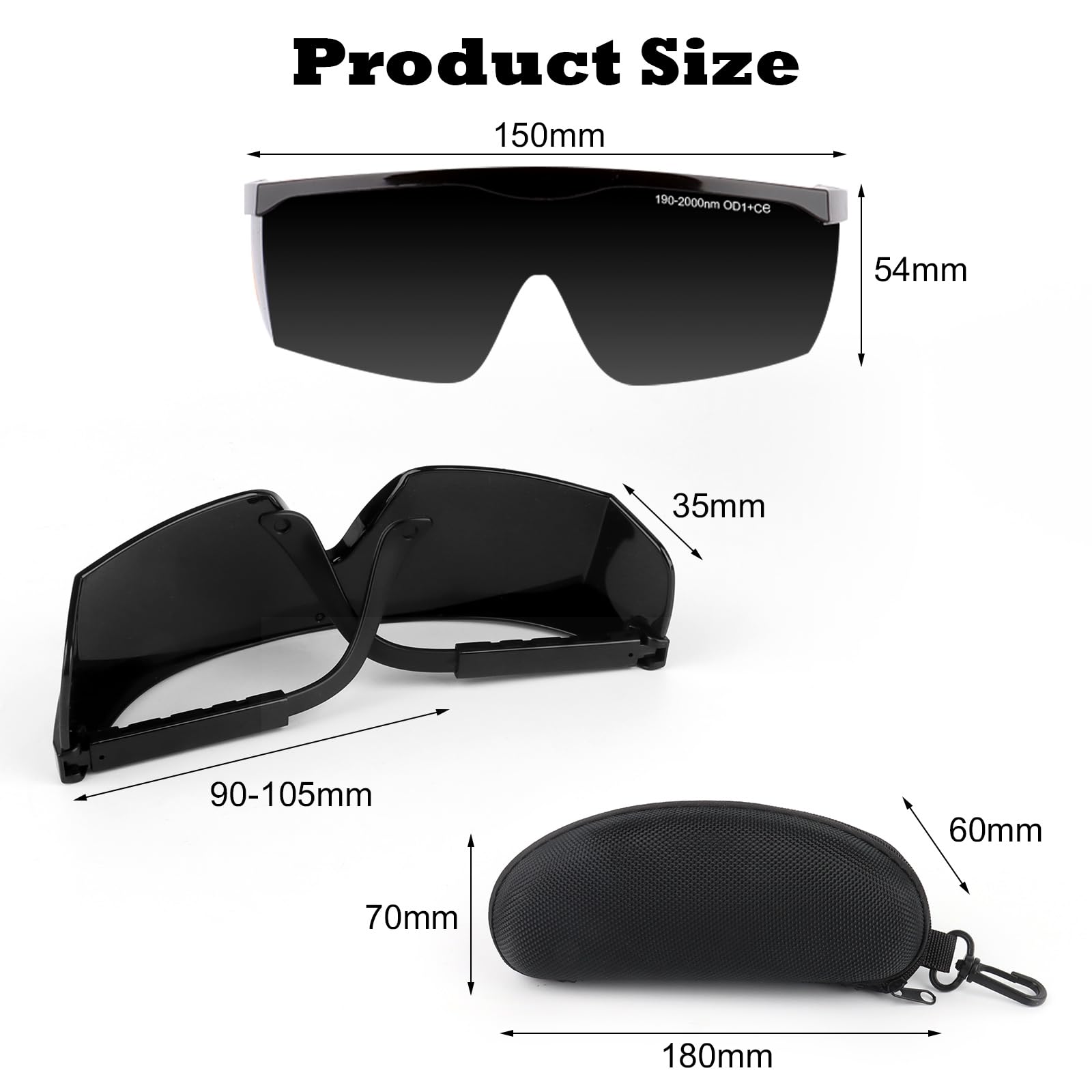 Okulary ochronne laserowe IPL 190 nm – 2000 nm, okulary ochronne UV, okulary ochronne laserowe do ochrony oczu i depilacji laserowej, opalania, terapii światłem czerwonym