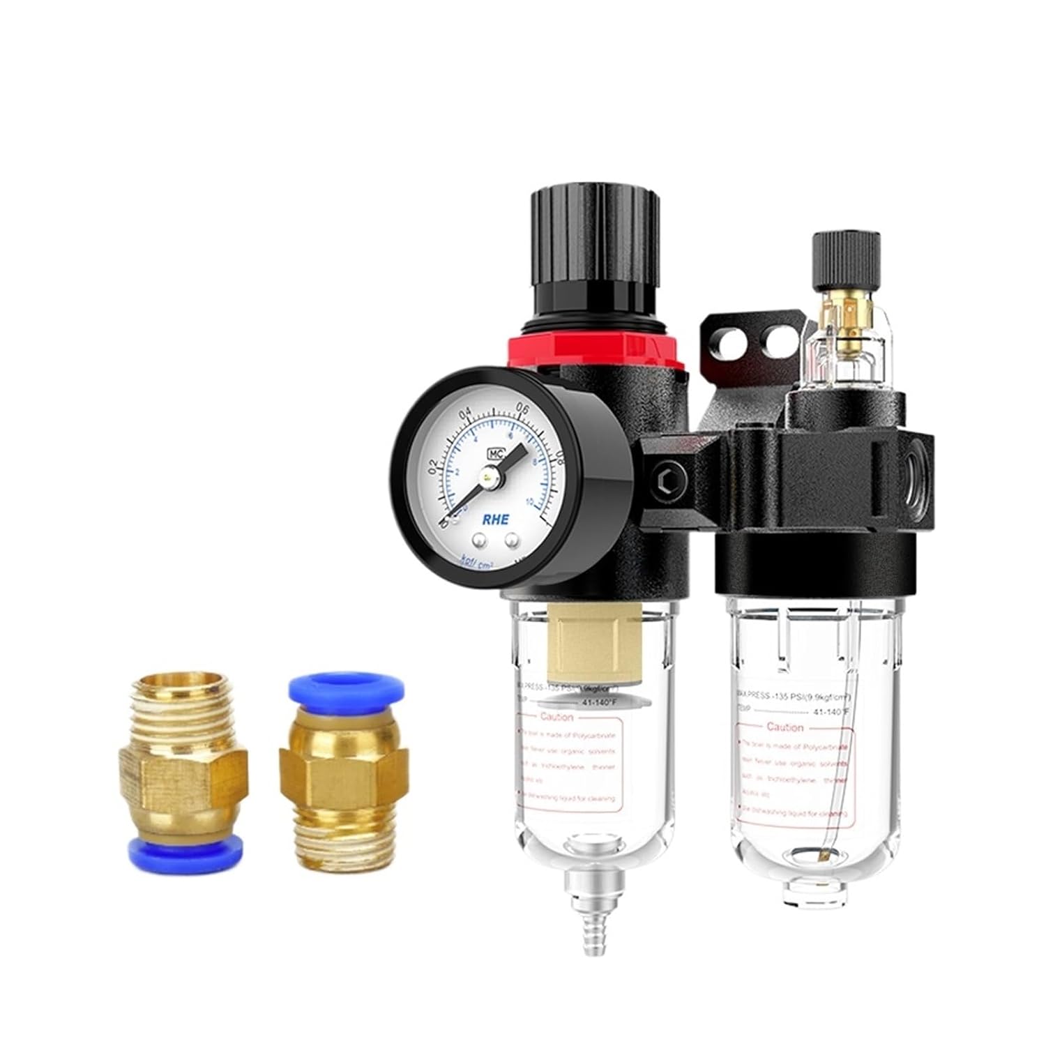 AFC2000 Compressor Oil-Water Separator Regulator Filter Spray Gun Air Pressure Reducing Valve Filter(AFC2000+10mm Fitting)