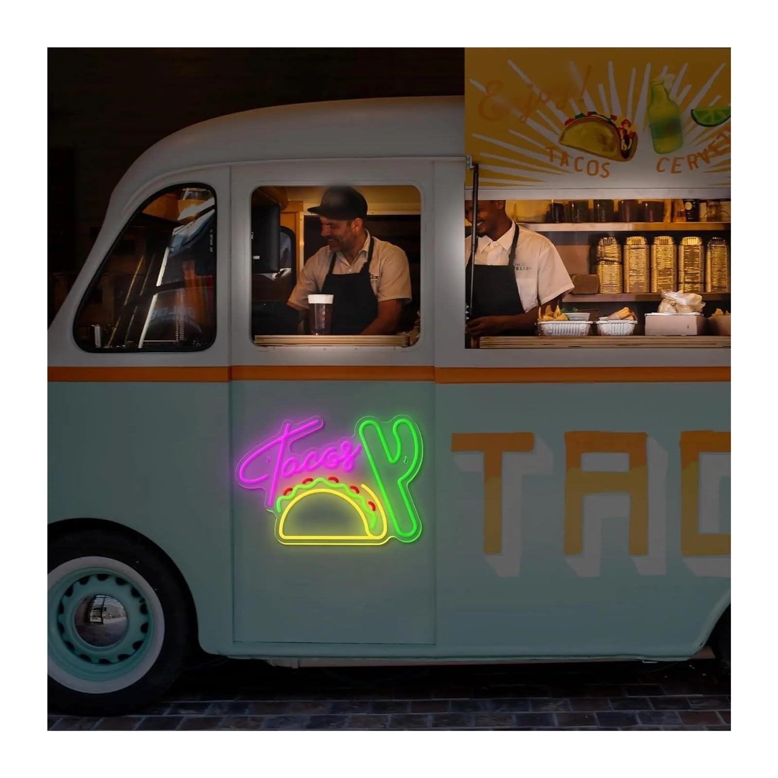 Luces de neón Letrero De Neón Tacos Con Luz Alimentada Por USB Para Tacos, Tortillas, Comida Mexicana, Restaurante, Pub, Negocio, Decoración De Pared, 27.5х40cm
