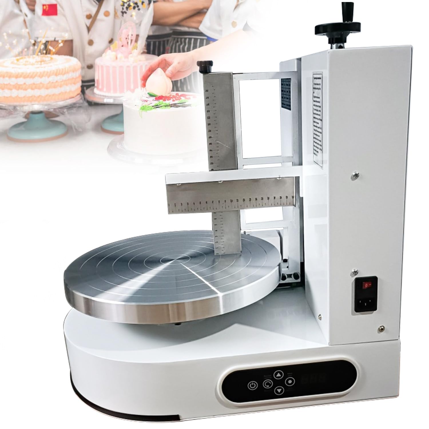 Qiang Réglable Gâteau Grattoir Crème Spatule Outil De Cuisson Edges Lisseur Machine Glaçage Gâteau d'anniversaire Semi-Automatique D'épandeur Décoration Crème Niveleur,White-4-14in