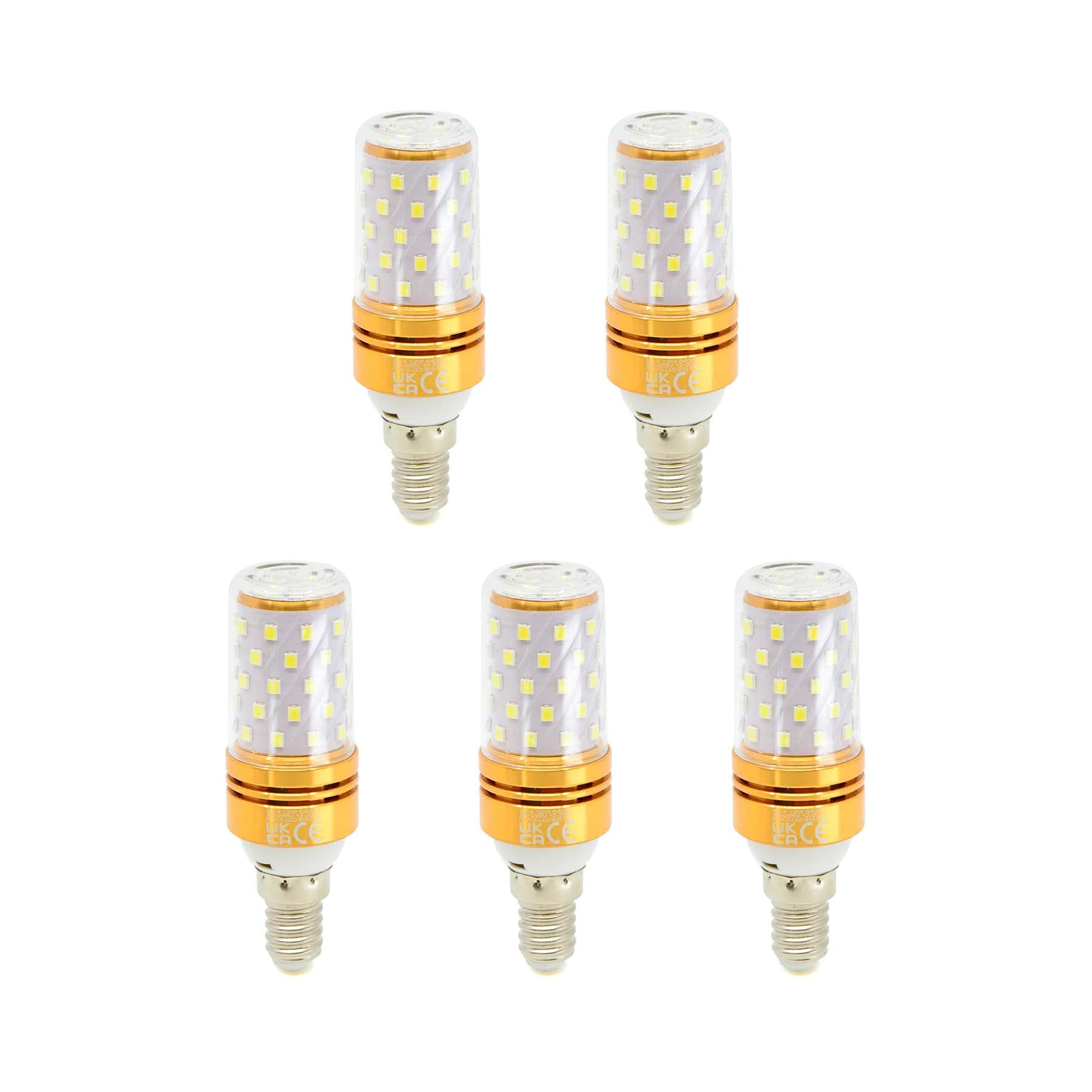 G.W.S® E14 Small Edison Screw LED Corn Bulb, 12W 1440Lms Day White 6000K, 360° Beam Angle, Pack of 5